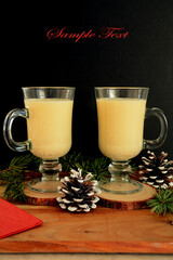 Festive eggnog with copy space