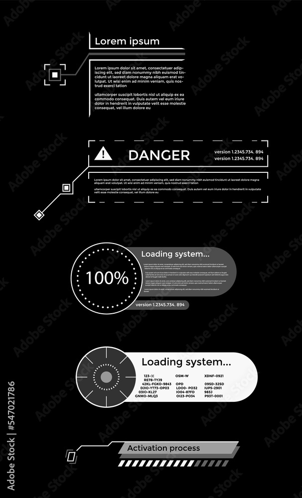Poster callouts titles banner. futuristic digital line text frame boxes and label emplate set. pop-up or de