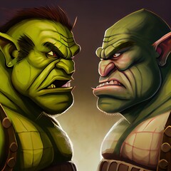 Fototapeta ogre vs warrior fantasy illustration obraz