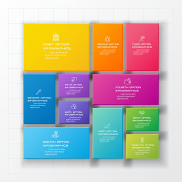 Business infographics template 11 steps with square,Element for design invitations,Vector illustration.