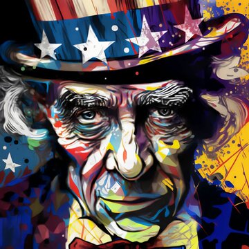 Abstract Creepy Uncle Sam | Created Using Midjourney and Photoshop