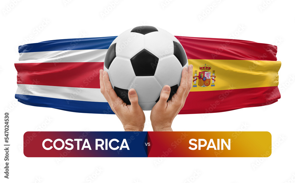 Wall mural costa rica vs spain national teams soccer football match competition concept.