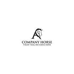 Fototapeta premium creative initial letter A with abstract running stallion logo vector concept