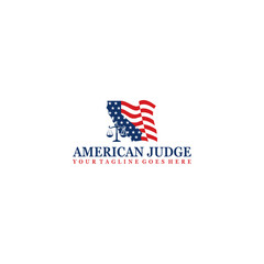 American law firm logo vector,with USA Flag for best judge logo design