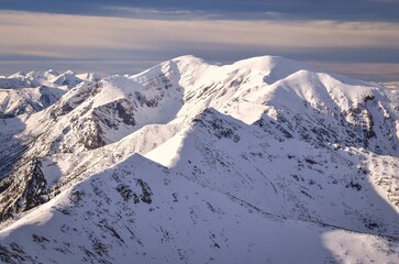 Winter mountain landscape. Snowy morning in the Polish Tatra Mountians.