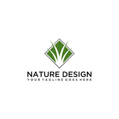 green grass logo design vector