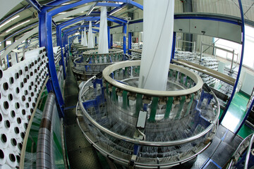 Packaging bag production workshop, A factory workshop where textile belts are produced