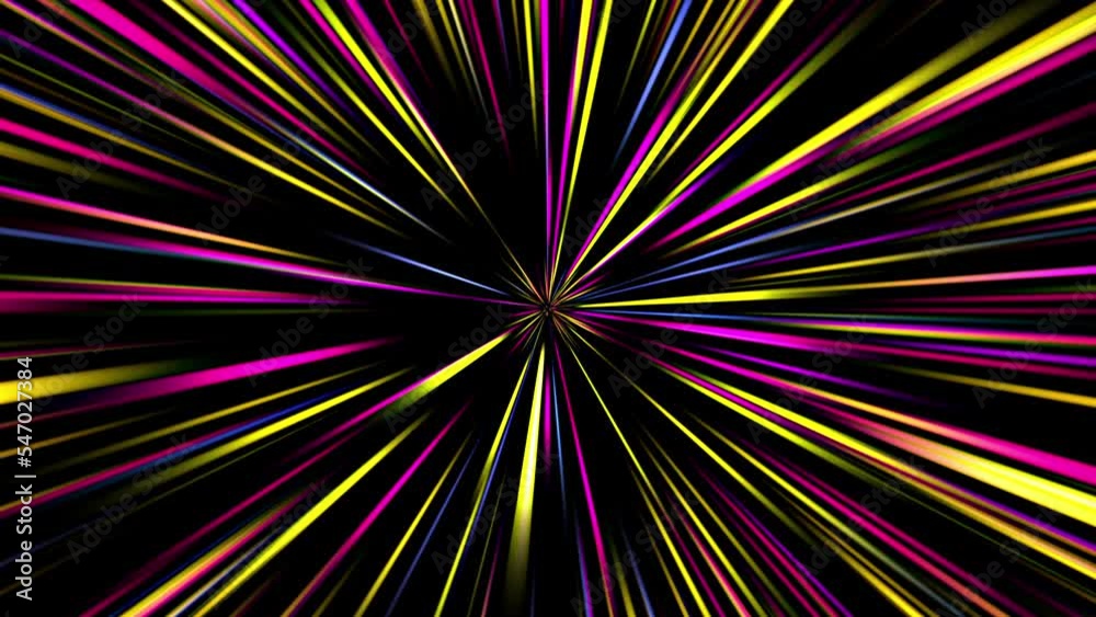 Wall mural abstract loop colorful speed light with beam radial rays light emitted from the center star shine bu