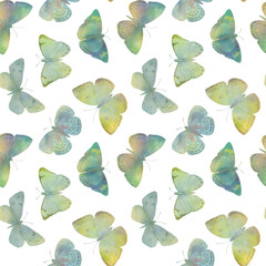 Seamless background of watercolor butterflies, colorful butterflies for wallpapers, textiles, wrapping paper, postcards.