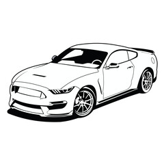Fototapeta na wymiar american muscle car black and white vector design
