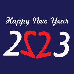 happy new year 2023 love sign vector design