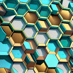 Tapeten Geometry hexagon background. 3d illustration, 3d rendering. © AkuAku