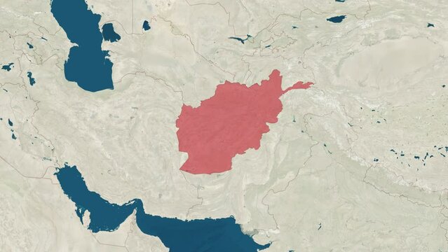 Zoom in to the map of Afghanistan with text, textless, and with flag