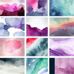 Abstract Watercolour Textured Paintings for Backgrounds, Packaging, Graphic Elements and Labelling
