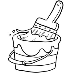 Simple and realistic paint and brush line drawing