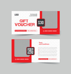 Restaurant business gift card, voucher card, coupon template, or food gift voucher design