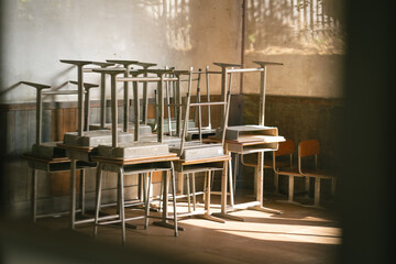 廃校になった無人の教室  empty classroom