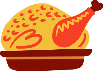 Roasted turkey cartoon hand drawn design vector. Thanksgiving holiday symbol.