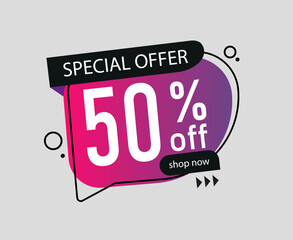 special offer 50% off shop now fifty percent off message template