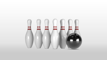 3D Bowling Pins, Ball