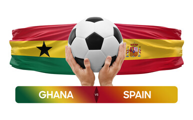 Fototapeta premium Ghana vs Spain national teams soccer football match competition concept.