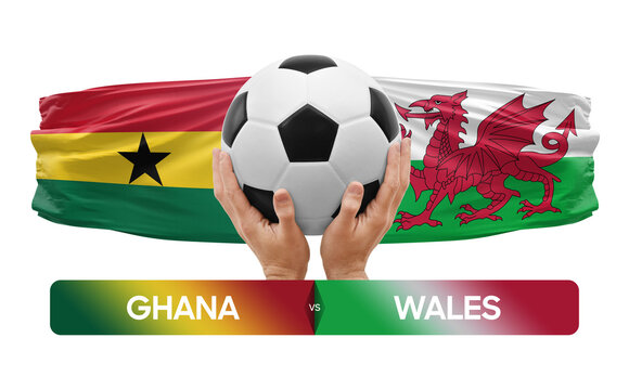 Ghana vs wales national teams soccer football match competition concept.