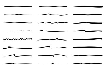 Vector set of hand drawn underline.