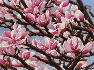 Little Gem Magnolia Tree with Flowers – Tree Botanical Painting