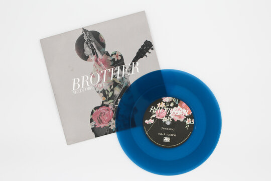 Brother is a song by American Christian rock band Needtobreathe. The song is a single from Rivers in the Wasteland album. Blue vinyl record, partial album cover. Taken in Miami, FL on July 15, 2022.