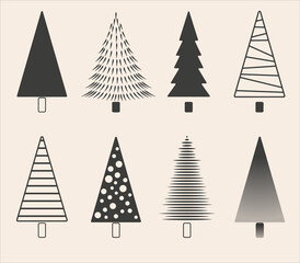 Fototapeta premium Christmas tree set, Christmas mood, Christmas trees set, Christmas trees minimalism