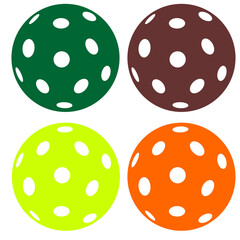various colors of pickleballs vector