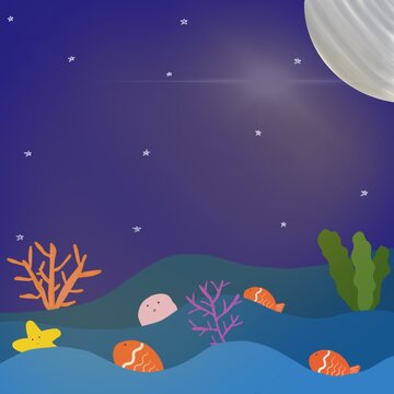 Moon shine to the sea and animals