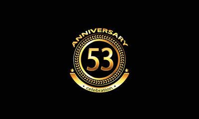 53 anniversary celebration. 53rd anniversary celebration. 53rd year anniversary celebration logo with black background.