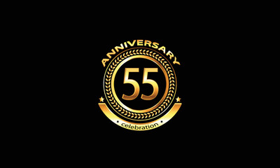 55 anniversary celebration. 55th anniversary celebration. 55 year anniversary celebration logo with black background.