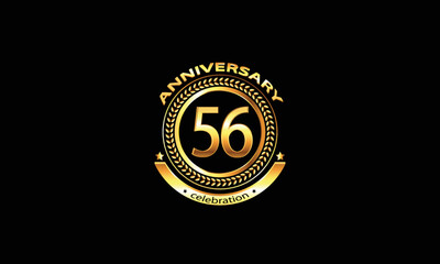 56 anniversary celebration. 56th anniversary celebration. 56 year anniversary celebration logo with black background.
