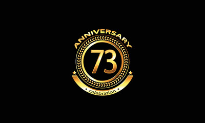 73 anniversary celebration. 73rd anniversary celebration. 73 year anniversary celebration logo with black background.