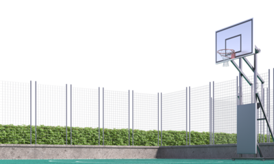 basketball court and basketball hoop