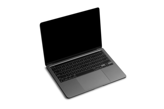Grey laptop on PNG background, include with shadows