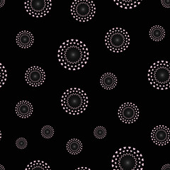 seamless repeat pattern with simple and cute classic rose hearts in a dandelion floral motif on a black background perfect for fabric, scrap booking, wallpaper, gift wrap projects

