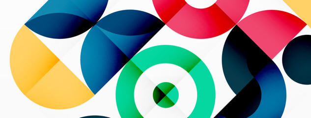 Obraz premium Colorful circle abstract background. Minimal geometric template for wallpaper, banner, presentation