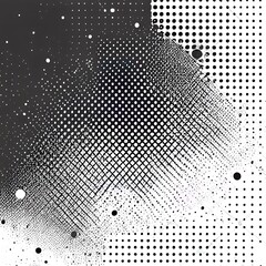 Ink Print Distress Background . Halftone Dots Grunge Texture. Black and white illustration.