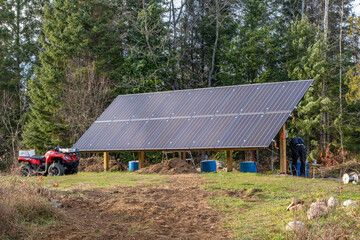 DIY Solar ground array being constructed, Ontario, Canada