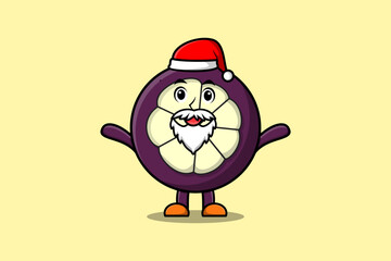 Cute Cartoon mascot character Mangosteen santa claus character christmas illustration