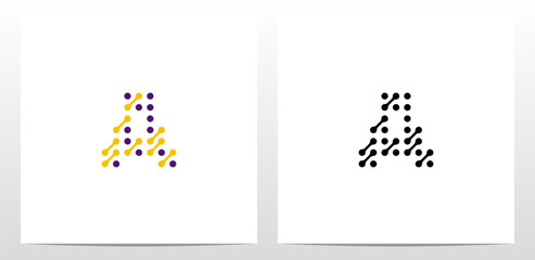 Dots Conected Diagonal Lines Letter Logo Design A