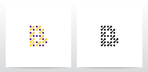 Dots Conected Diagonal Lines Letter Logo Design B © recehan