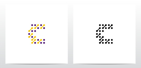 Dots Conected Diagonal Lines Letter Logo Design C