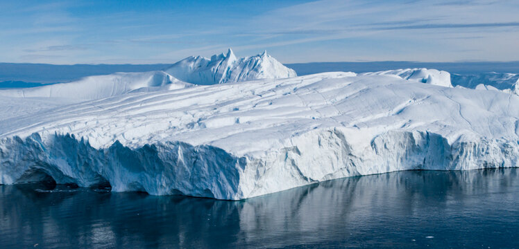 Iceberg aerial drone image- giant icebergs on greenland - Climate change