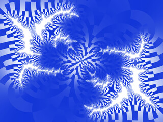 Fractal, stars, blue christmas background