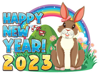 Happy New Year 2023 with cute rabbit