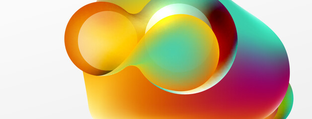 Fluid abstract background, round shapes and circle flowing design for wallpaper, banner, background or landing